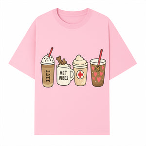 Cute Coffee and Pet-Themed Stickers Set - Vet Vibes Drink Art for Animal Lovers, Fun Home Decor and Gifts - T-shirt 1758347425838.jpg