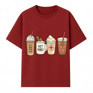 Cute Coffee and Pet-Themed Stickers Set - Vet Vibes Drink Art for Animal Lovers, Fun Home Decor and Gifts - T-shirt 1758347425961.jpg