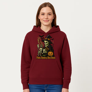 Skeleton Witch Halloween Decor - Paws, Bones & Boo-Boos - Spooky Pet-Themed Art Print for Halloween Celebrations - Hoodie 1758347426013.jpg