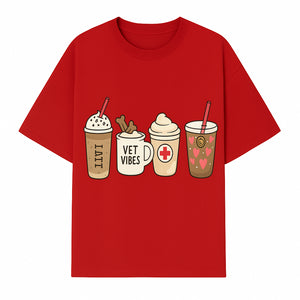Cute Coffee and Pet-Themed Stickers Set - Vet Vibes Drink Art for Animal Lovers, Fun Home Decor and Gifts - T-shirt 1758347426185.jpg