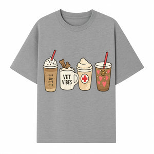 Cute Coffee and Pet-Themed Stickers Set - Vet Vibes Drink Art for Animal Lovers, Fun Home Decor and Gifts - T-shirt 1758347426345.jpg