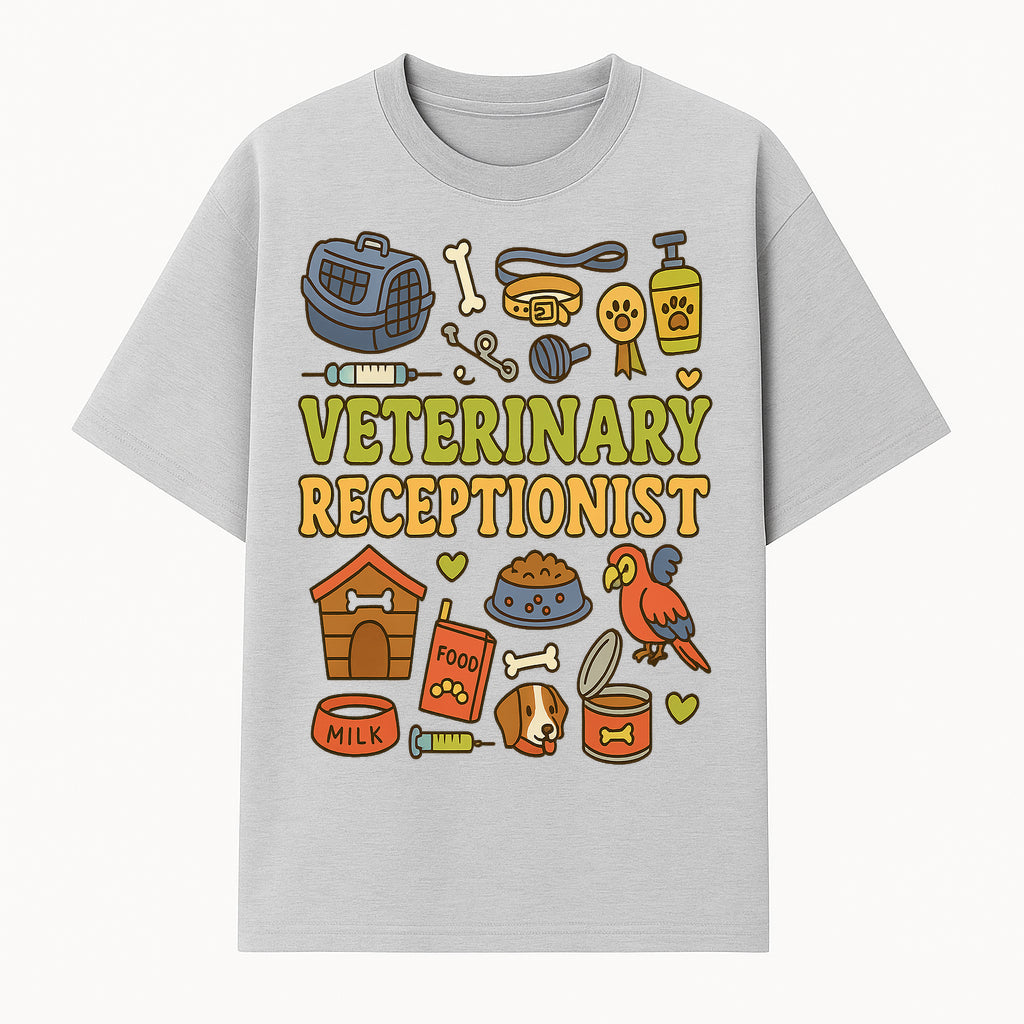 Veterinary Receptionist Art Print - Cute Animal Illustrations, Pet Care Theme, Perfect Gift for Animal Lovers and Vet Professionals - T-shirt 1758347426367.jpg