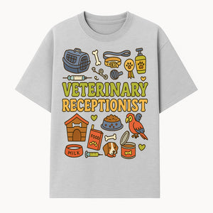 Veterinary Receptionist Art Print - Cute Animal Illustrations, Pet Care Theme, Perfect Gift for Animal Lovers and Vet Professionals - T-shirt 1758347426367.jpg