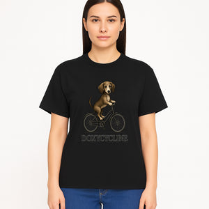 Doxycycline Dog Bicycle Art Print | Cute Dog Riding Bike Wall Decor | Pet Lover Gift | Whimsical Animal Illustration - T-shirt 1758347426382.jpg