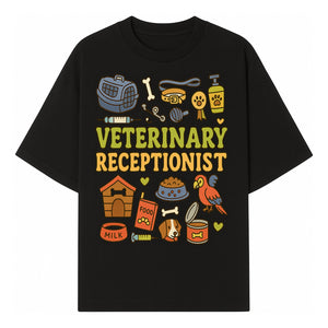 Veterinary Receptionist Art Print - Cute Animal Illustrations, Pet Care Theme, Perfect Gift for Animal Lovers and Vet Professionals - T-shirt 1758347426496.jpg