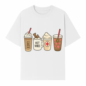 Cute Coffee and Pet-Themed Stickers Set - Vet Vibes Drink Art for Animal Lovers, Fun Home Decor and Gifts - T-shirt 1758347426507.jpg