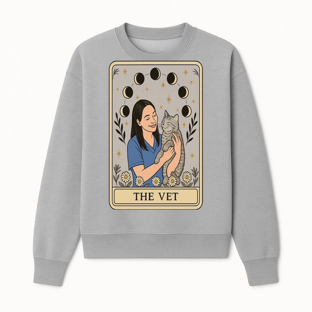 Veterinarian Art Print - Cat Lover Decor - Floral Moon Phases - Cute Vet and Cat Illustration - Animal Care Gifts - Sweatshirt 1758347426544.jpg