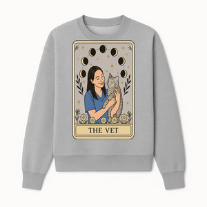 Veterinarian Art Print - Cat Lover Decor - Floral Moon Phases - Cute Vet and Cat Illustration - Animal Care Gifts - Sweatshirt 1758347426544.jpg