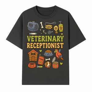 Veterinary Receptionist Art Print - Cute Animal Illustrations, Pet Care Theme, Perfect Gift for Animal Lovers and Vet Professionals - T-shirt 1758347426638.jpg