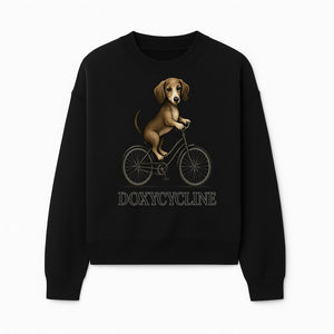 Doxycycline Dog Bicycle Art Print | Cute Dog Riding Bike Wall Decor | Pet Lover Gift | Whimsical Animal Illustration - Sweatshirt 1758347426650.jpg