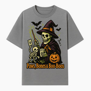 Skeleton Witch Halloween Decor - Paws, Bones & Boo-Boos - Spooky Pet-Themed Art Print for Halloween Celebrations - T-shirt 1758347426723.jpg