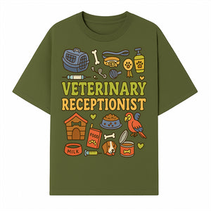 Veterinary Receptionist Art Print - Cute Animal Illustrations, Pet Care Theme, Perfect Gift for Animal Lovers and Vet Professionals - T-shirt 1758347426756.jpg