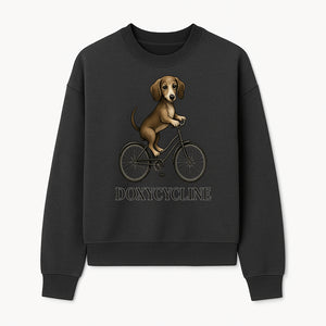 Doxycycline Dog Bicycle Art Print | Cute Dog Riding Bike Wall Decor | Pet Lover Gift | Whimsical Animal Illustration - Sweatshirt 1758347426788.jpg