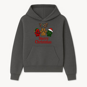 Merry Christmas Pet Paw Print Design with Santa Hats and Holiday Lights - Festive Animal Lover Holiday Decor - Hoodie 1758347426813.jpg