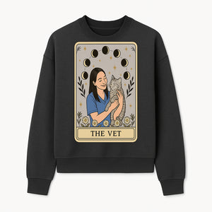 Veterinarian Art Print - Cat Lover Decor - Floral Moon Phases - Cute Vet and Cat Illustration - Animal Care Gifts - Sweatshirt 1758347426853.jpg