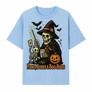 Skeleton Witch Halloween Decor - Paws, Bones & Boo-Boos - Spooky Pet-Themed Art Print for Halloween Celebrations - T-shirt 1758347426854.jpg