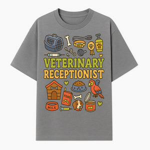 Veterinary Receptionist Art Print - Cute Animal Illustrations, Pet Care Theme, Perfect Gift for Animal Lovers and Vet Professionals - T-shirt 1758347426876.jpg