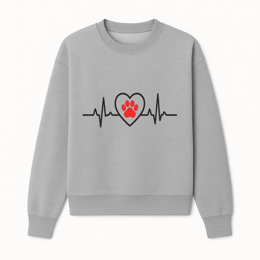Pet Heartbeat Graphic T-Shirt | Love for Pets | Animal Heartbeat Design | Dog Cat Lover Gift | Cute Pet Apparel | Heart and Paw Print - Sweatshirt 1758347426955.jpg