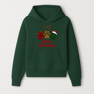 Merry Christmas Pet Paw Print Design with Santa Hats and Holiday Lights - Festive Animal Lover Holiday Decor - Hoodie 1758347426972.jpg