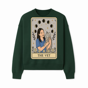 Veterinarian Art Print - Cat Lover Decor - Floral Moon Phases - Cute Vet and Cat Illustration - Animal Care Gifts - Sweatshirt 1758347426986.jpg