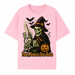 Skeleton Witch Halloween Decor - Paws, Bones & Boo-Boos - Spooky Pet-Themed Art Print for Halloween Celebrations - T-shirt 1758347426986.jpg