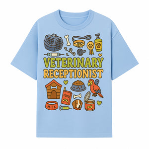 Veterinary Receptionist Art Print - Cute Animal Illustrations, Pet Care Theme, Perfect Gift for Animal Lovers and Vet Professionals - T-shirt 1758347427004.jpg