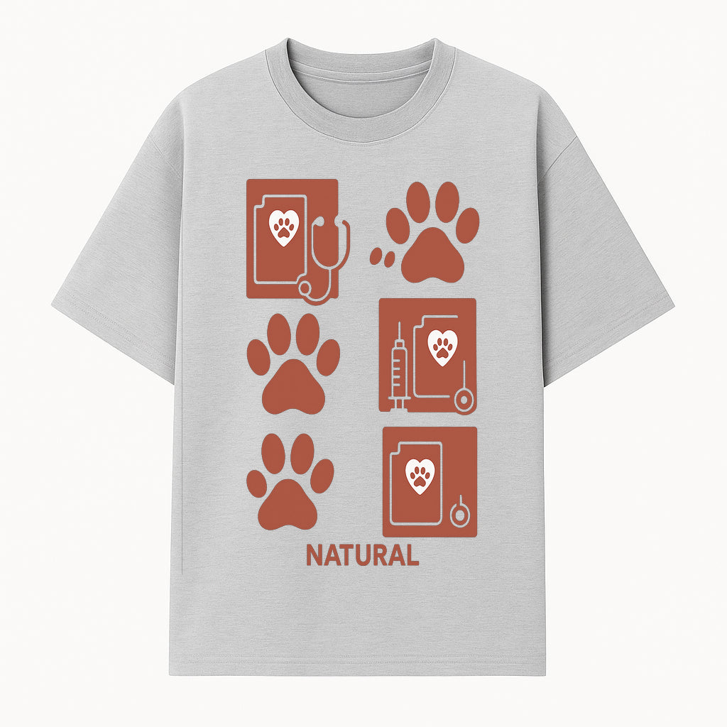 Pet Care Rubber Stamp Set - Paw Print & Vet Icons - Perfect for Dog Lover Crafts and Scrapbooking Projects - Natural Design - T-shirt 1758347427008.jpg