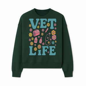Vet Life Graphic Tee | Colorful Vet Inspired T-Shirt with Pet Icons and Flowers | Perfect Gift for Animal Lovers and Vets - Sweatshirt 1758347427053.jpg