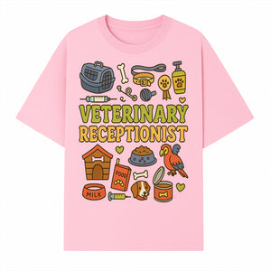 Veterinary Receptionist Art Print - Cute Animal Illustrations, Pet Care Theme, Perfect Gift for Animal Lovers and Vet Professionals - T-shirt 1758347427144.jpg