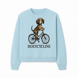 Doxycycline Dog Bicycle Art Print | Cute Dog Riding Bike Wall Decor | Pet Lover Gift | Whimsical Animal Illustration - Sweatshirt 1758347427155.jpg