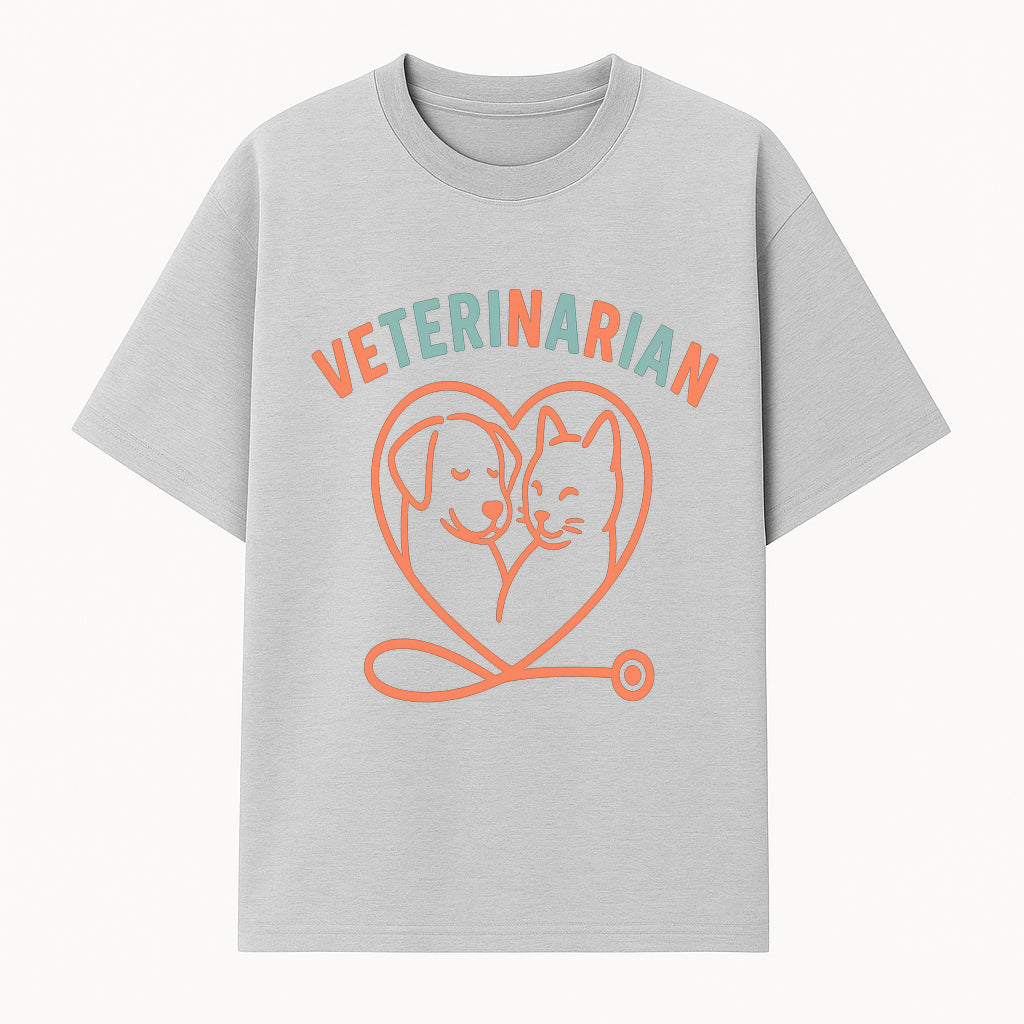 Veterinarian Love Art Print - Dog and Cat Heart Illustration for Pet Lovers - Animal Care Decor - T-shirt 1758347427182.jpg