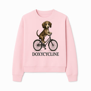 Doxycycline Dog Bicycle Art Print | Cute Dog Riding Bike Wall Decor | Pet Lover Gift | Whimsical Animal Illustration - Sweatshirt 1758347427303.jpg