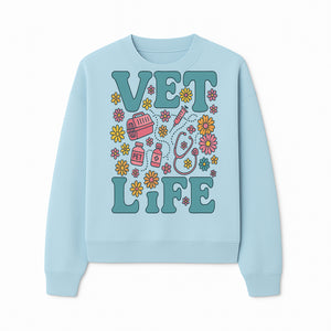 Vet Life Graphic Tee | Colorful Vet Inspired T-Shirt with Pet Icons and Flowers | Perfect Gift for Animal Lovers and Vets - Sweatshirt 1758347427334.jpg