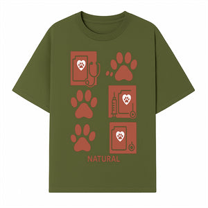Pet Care Rubber Stamp Set - Paw Print & Vet Icons - Perfect for Dog Lover Crafts and Scrapbooking Projects - Natural Design - T-shirt 1758347427389.jpg