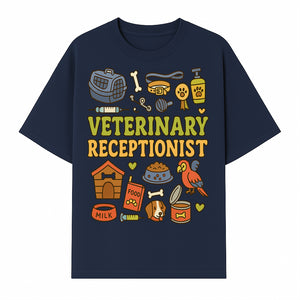 Veterinary Receptionist Art Print - Cute Animal Illustrations, Pet Care Theme, Perfect Gift for Animal Lovers and Vet Professionals - T-shirt 1758347427436.jpg