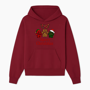 Merry Christmas Pet Paw Print Design with Santa Hats and Holiday Lights - Festive Animal Lover Holiday Decor - Hoodie 1758347427510.jpg