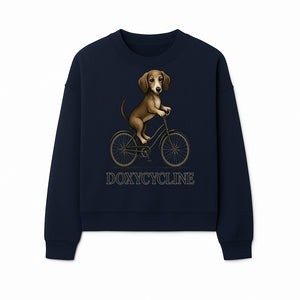 Doxycycline Dog Bicycle Art Print | Cute Dog Riding Bike Wall Decor | Pet Lover Gift | Whimsical Animal Illustration - Sweatshirt 1758347427544.jpg