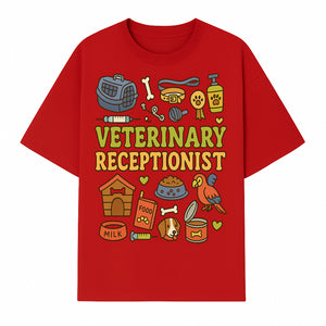 Veterinary Receptionist Art Print - Cute Animal Illustrations, Pet Care Theme, Perfect Gift for Animal Lovers and Vet Professionals - T-shirt 1758347427555.jpg