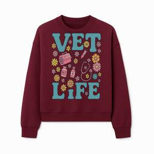 Vet Life Graphic Tee | Colorful Vet Inspired T-Shirt with Pet Icons and Flowers | Perfect Gift for Animal Lovers and Vets - Sweatshirt 1758347427625.jpg