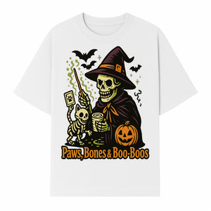 Skeleton Witch Halloween Decor - Paws, Bones & Boo-Boos - Spooky Pet-Themed Art Print for Halloween Celebrations - T-shirt 1758347427629.jpg