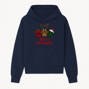 Merry Christmas Pet Paw Print Design with Santa Hats and Holiday Lights - Festive Animal Lover Holiday Decor - Hoodie 1758347427632.jpg
