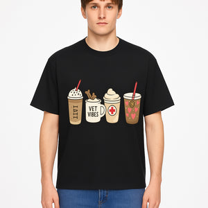 Cute Coffee and Pet-Themed Stickers Set - Vet Vibes Drink Art for Animal Lovers, Fun Home Decor and Gifts - T-shirt 1758347427633.jpg