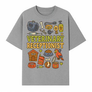 Veterinary Receptionist Art Print - Cute Animal Illustrations, Pet Care Theme, Perfect Gift for Animal Lovers and Vet Professionals - T-shirt 1758347427686.jpg