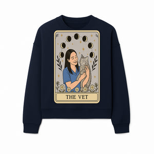Veterinarian Art Print - Cat Lover Decor - Floral Moon Phases - Cute Vet and Cat Illustration - Animal Care Gifts - Sweatshirt 1758347427691.jpg
