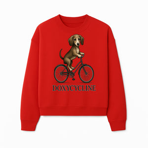 Doxycycline Dog Bicycle Art Print | Cute Dog Riding Bike Wall Decor | Pet Lover Gift | Whimsical Animal Illustration - Sweatshirt 1758347427700.jpg