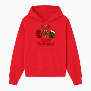 Merry Christmas Pet Paw Print Design with Santa Hats and Holiday Lights - Festive Animal Lover Holiday Decor - Hoodie 1758347427779.jpg