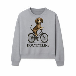 Doxycycline Dog Bicycle Art Print | Cute Dog Riding Bike Wall Decor | Pet Lover Gift | Whimsical Animal Illustration - Sweatshirt 1758347427814.jpg