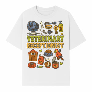 Veterinary Receptionist Art Print - Cute Animal Illustrations, Pet Care Theme, Perfect Gift for Animal Lovers and Vet Professionals - T-shirt 1758347427816.jpg