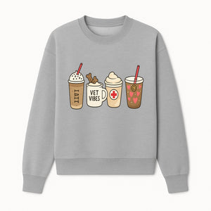 Cute Coffee and Pet-Themed Stickers Set - Vet Vibes Drink Art for Animal Lovers, Fun Home Decor and Gifts - Sweatshirt 1758347427909.jpg