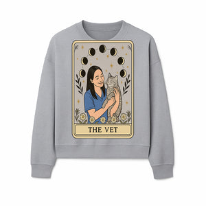 Veterinarian Art Print - Cat Lover Decor - Floral Moon Phases - Cute Vet and Cat Illustration - Animal Care Gifts - Sweatshirt 1758347427929.jpg